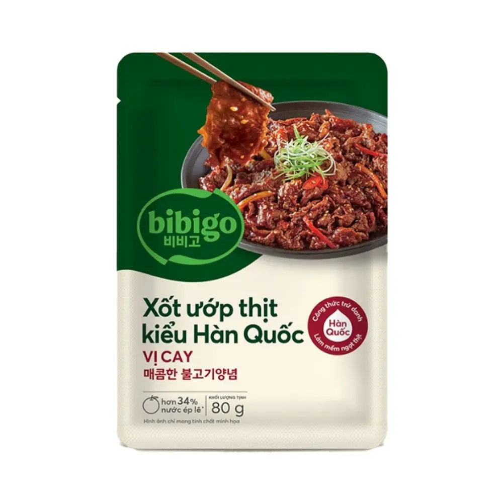Xốt Ướp Thịt Kiểu Hàn Quốc Vị Cay, Spicy Bulgogi Marinade (80g) - BIBIGO